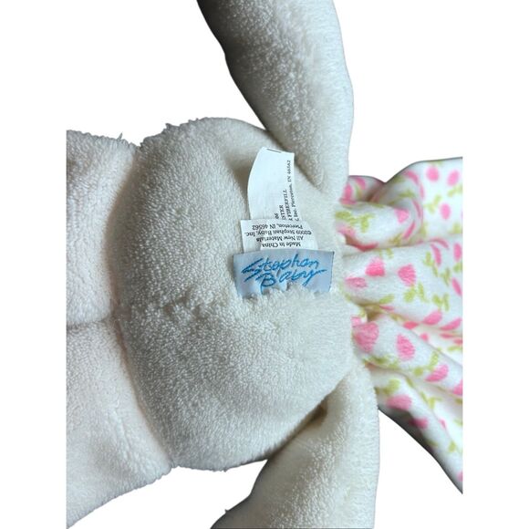 Stephan Baby Bunny Lovey Security Blanket Pink White Green Strawberry Gingham Ra - Picture 5 of 13